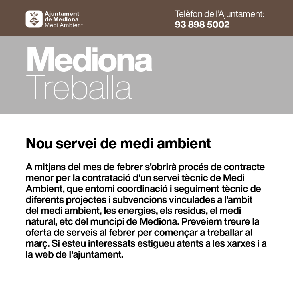 Comunicat nou servei Medi Ambient